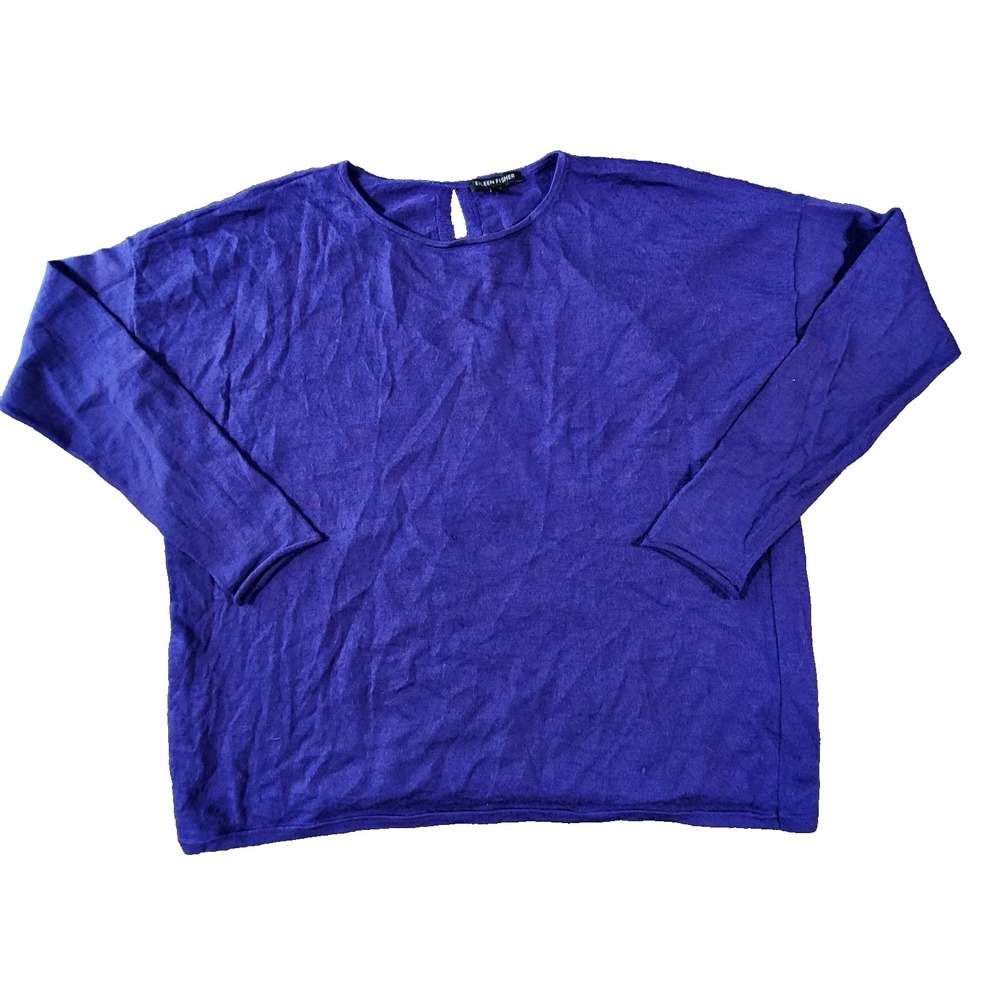 Eileen Fisher Merino Wool Light Weight‎ Blue Sweater Size S